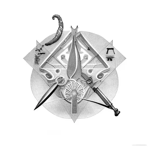 A legal scale made of BDSM symbols tattoo design idea