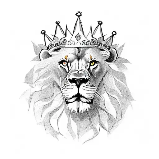 lion with crown,  sunflower  tattoo design idea