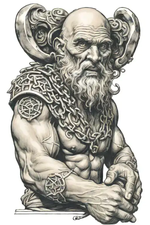 Samson holding a jawbone in his hand tattoo design idea