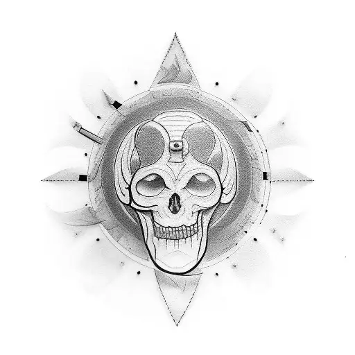 A blackwork tattoo of a film projector morphing into a paintbrush tattoo design idea