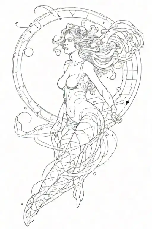 /image goddess Venus Sexuality Stars, dots, lines, interlacing, Scorpio, Mercury, Pluto, Moon tattoo design idea