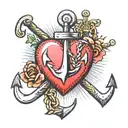 Anchor and heart tattoo design idea