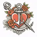 Anchor and heart tattoo design idea