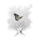 Butterfly in a olive tree tattoo design idea