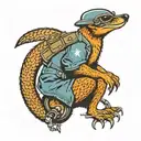 mongoose wearing wwII helmet tattoo design idea