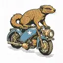 mongoose wearing wwII helmet tattoo design idea