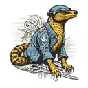 mongoose wearing wwII helmet tattoo design idea