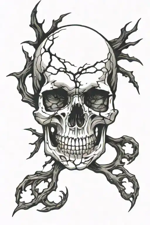 skull cracked in half   tattoo design idea
