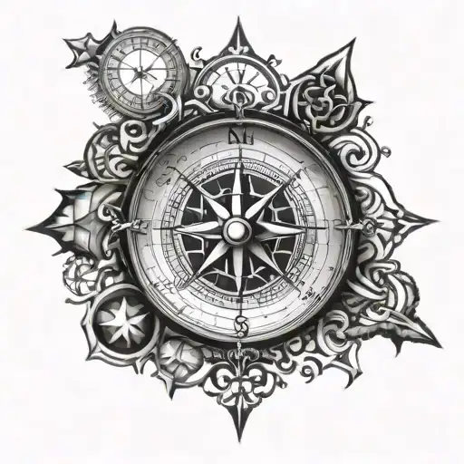compass and cross tattoo tattoo design idea