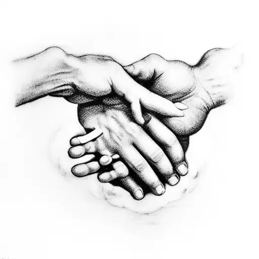 I want you to recreate "the creation of Adam", but instead of god almost touching Adam's finger, I want him to shake it tattoo design idea