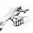I want you to recreate "the creation of Adam", but instead of god almost touching Adam's finger, I want him to shake it tattoo design idea