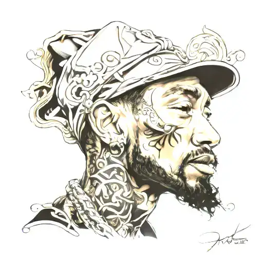 Nipsey hussle portrait tattoo design idea
