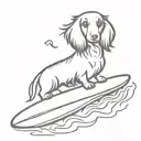 long haired dachshund on a surfboard tattoo design idea