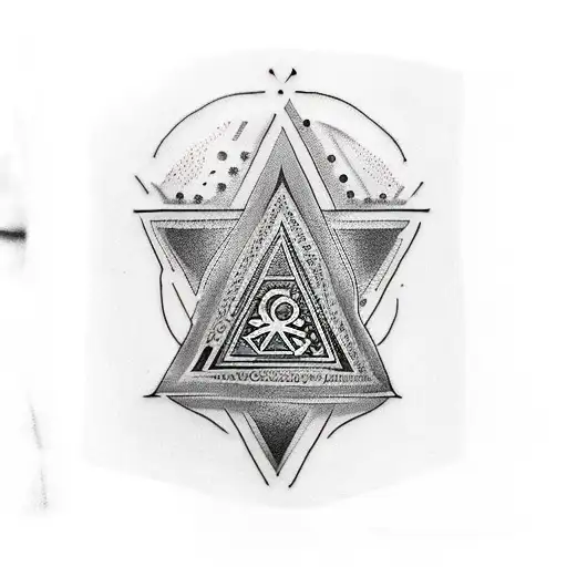 A tattoo including the number 5, fatimas hand (hamsa), a star of David and the names Talia and Luca tattoo design idea