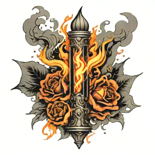 pillar of fire and smoke rising tattoo design idea