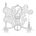 pillar of fire and smoke rising tattoo design idea