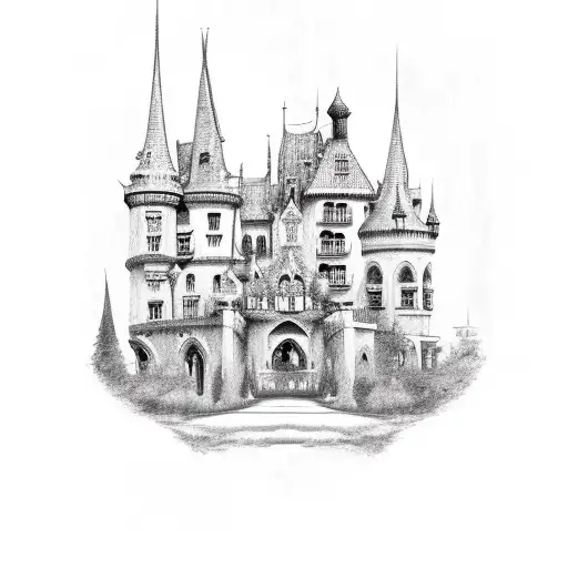 gothic castle  tattoo design idea