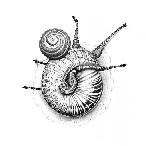 snail on vine with beetles  tattoo design idea