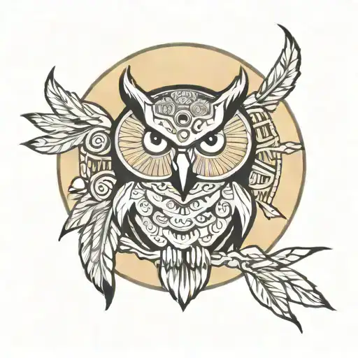 xamã lakota native american moon owl tattoo design idea