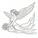 angel falling tattoo design idea