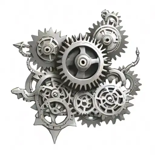 mechanical gears arm tattoo black and white tattoo design idea