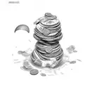 Money rolls tattoo design idea