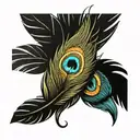 white dove feather and peacock feather tattoo design idea