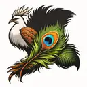 white dove feather and peacock feather tattoo design idea