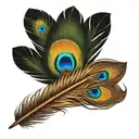 white dove feather and peacock feather tattoo design idea