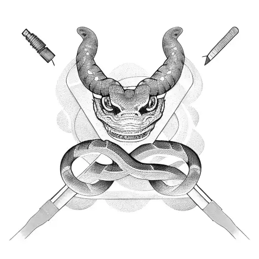 A welding torch intertwined with a snake tattoo design idea
