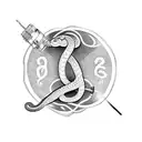 A welding torch intertwined with a snake tattoo design idea