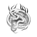 A welding torch intertwined with a snake tattoo design idea