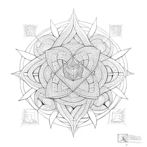 naga surrounding metatrons cube in black tattoo design idea