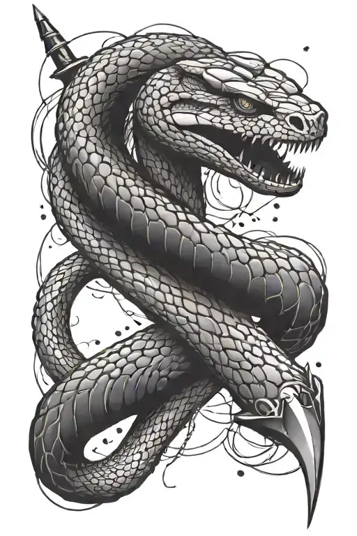 Snake wrapped around sword tattoo design idea