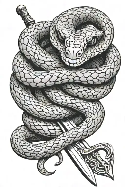 Snake wrapped around sword tattoo design idea