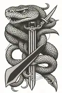 Snake wrapped around sword tattoo design idea