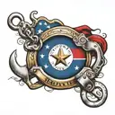 Texas flag and handcuffs memorial tattoo tattoo design idea