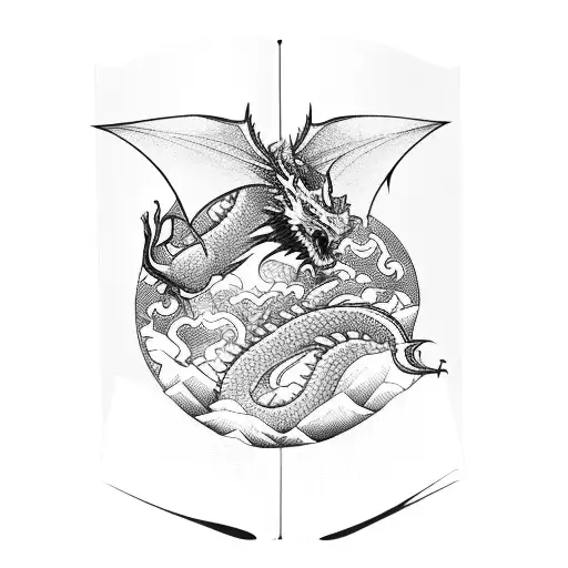 open book with mountain coming from the pages and a dragon circling the summit tattoo design idea