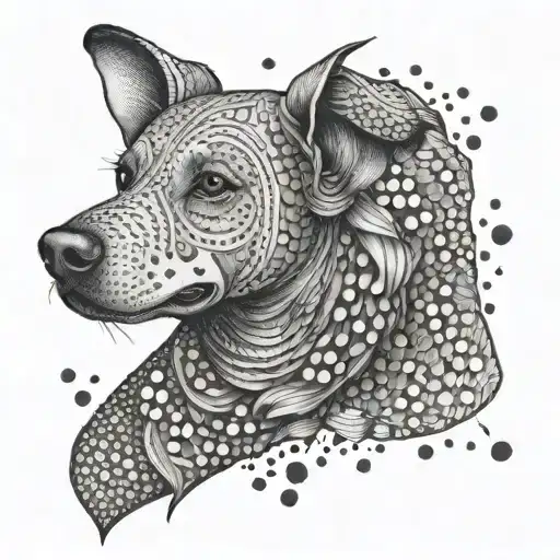 Combine dogs and badminton in a dotwork tattoo inspired by Kerala tattoo design idea