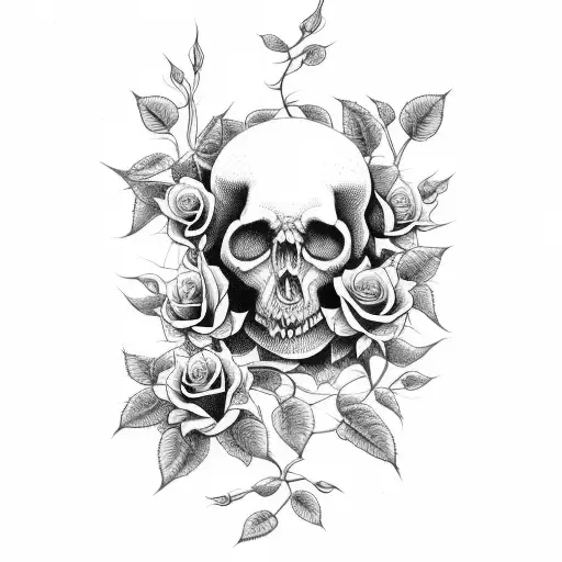  roses with vines  tattoo design idea