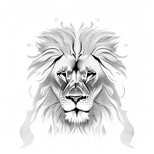 A majestic lion emerging from the sea tattoo design idea