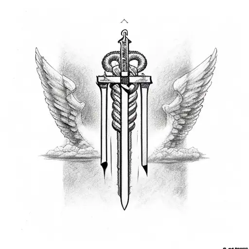Caduceus with Biblical signs tattoo design idea