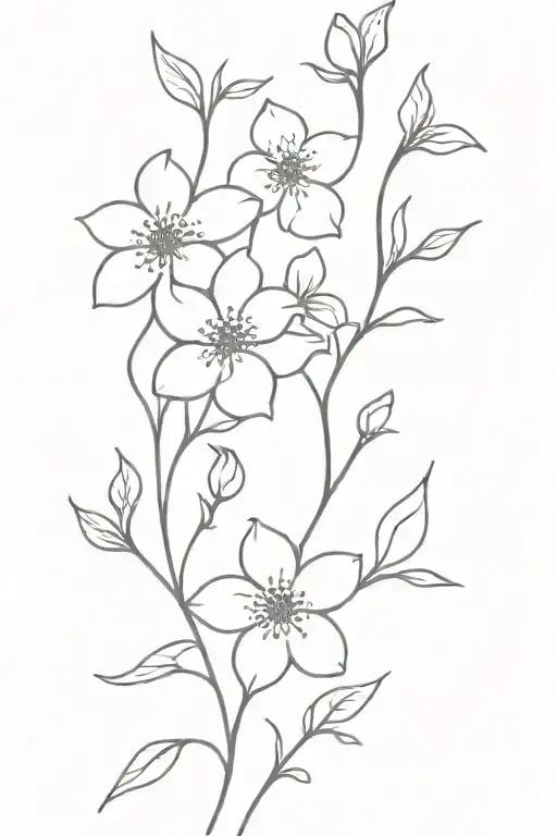 scattered flowers intertwined tattoo design idea