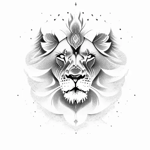 Lion with fire  tattoo design idea