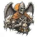 graveyard with Dark Souls characters tattoo design idea