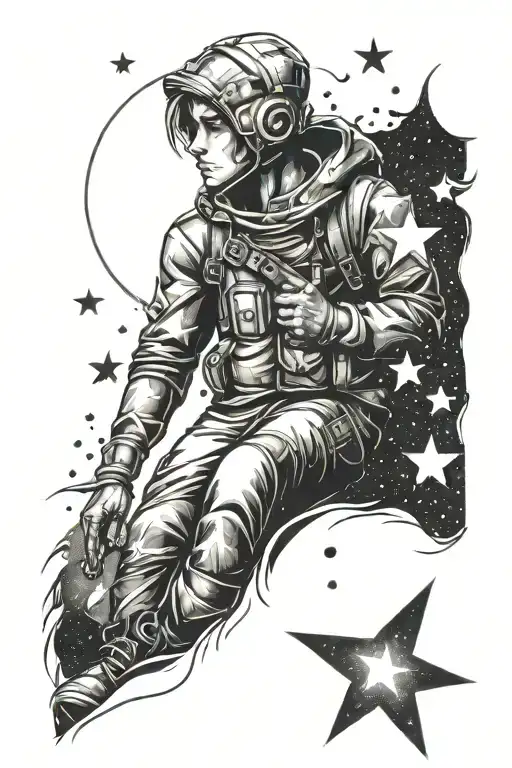 popular loner looking at stars tattoo design idea