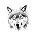 Wolf in forest tattoo design idea