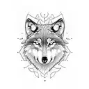 Wolf in forest tattoo design idea