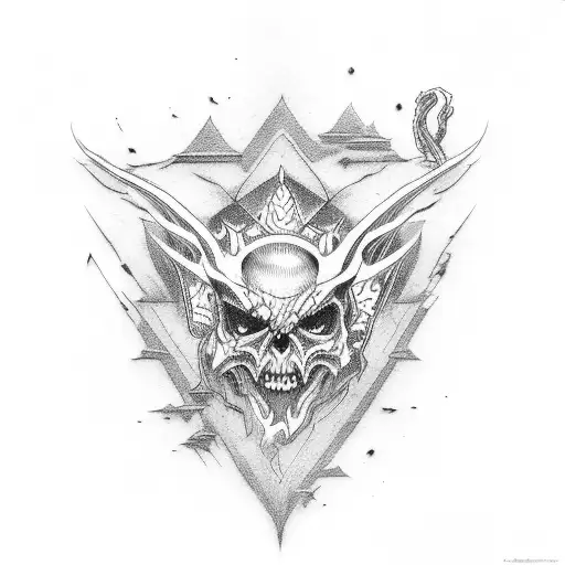 grunge emo demon tattoo design idea