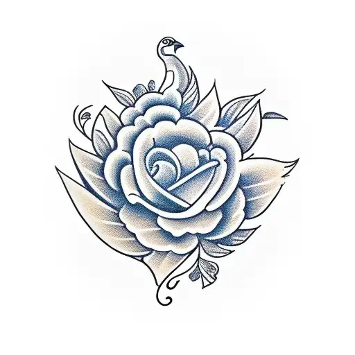 corningware floral logo with bird tattoo design idea